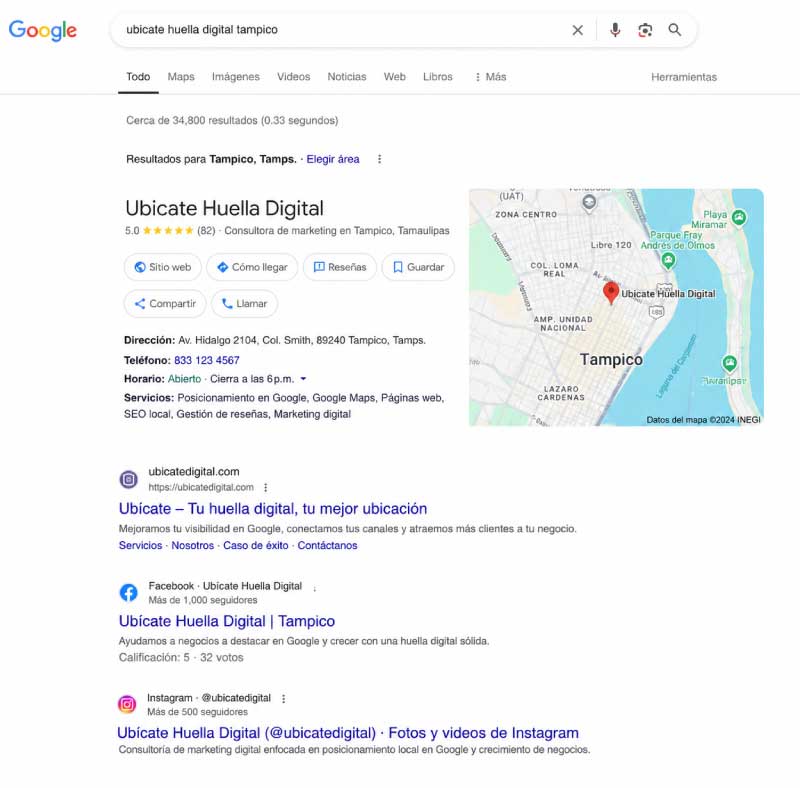 Perfil de Empresa en Google optimizado por Ubícate